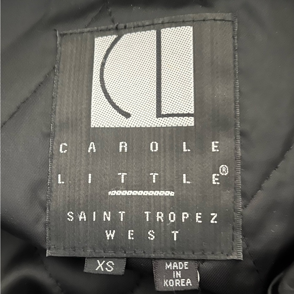 Carol Little St. Tropez Black Jacket with Fur Hood Size XS - Picture 3 of 3